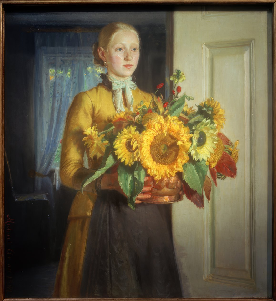 ayçiçeği ile kız by Michael Peter Ancher