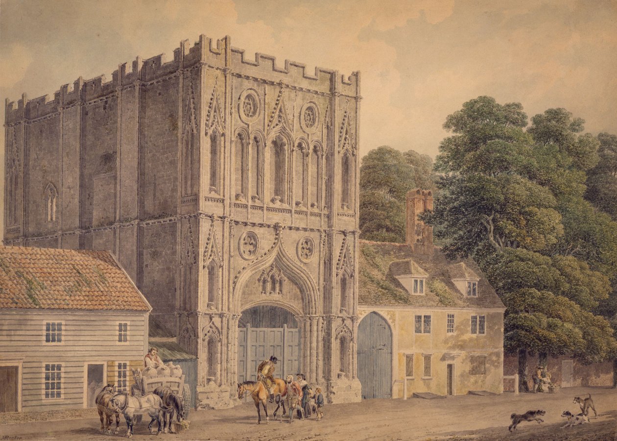 Abbey Kapısının Batı Cephesi, Bury St. Edmunds, 1788-1801 by Michael Rooker