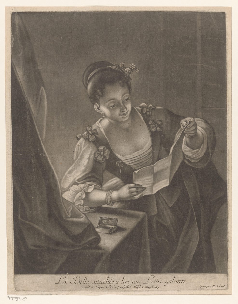 Brieflezende jonge vrouw Beauty, cesur bir mektubu okumak için iliştirildi (nesne üzerindeki başlık) by Michael Schnell