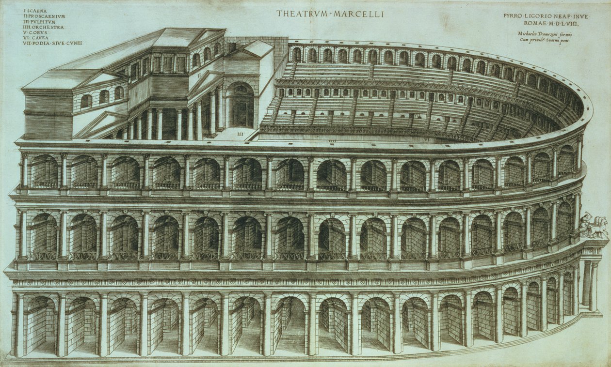 Marcellus Tiyatrosu Planı, Roma, 1558 by Michael Tramezini