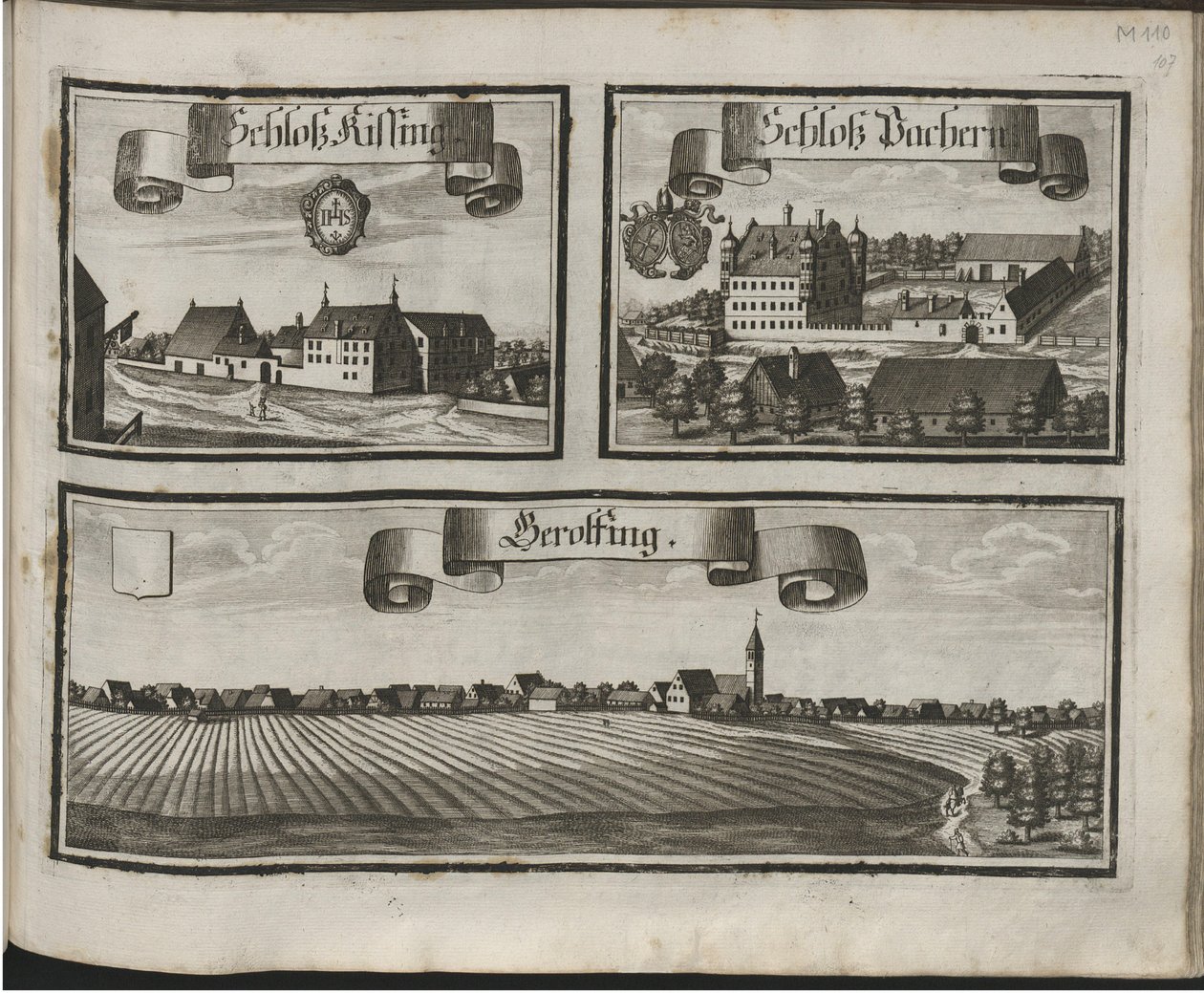 Almanca: Historico-Topographica Descriptio. Yani: Description, deß Churfürsten- und Hertzogthums Ober- und Nidern Bayrn : Welches In vier Theilter oder Renntämbter, Als Oberlandts München und Burgkhausen, Unterlandts aber in Landshuet und Straubing abgett by Michael Wening