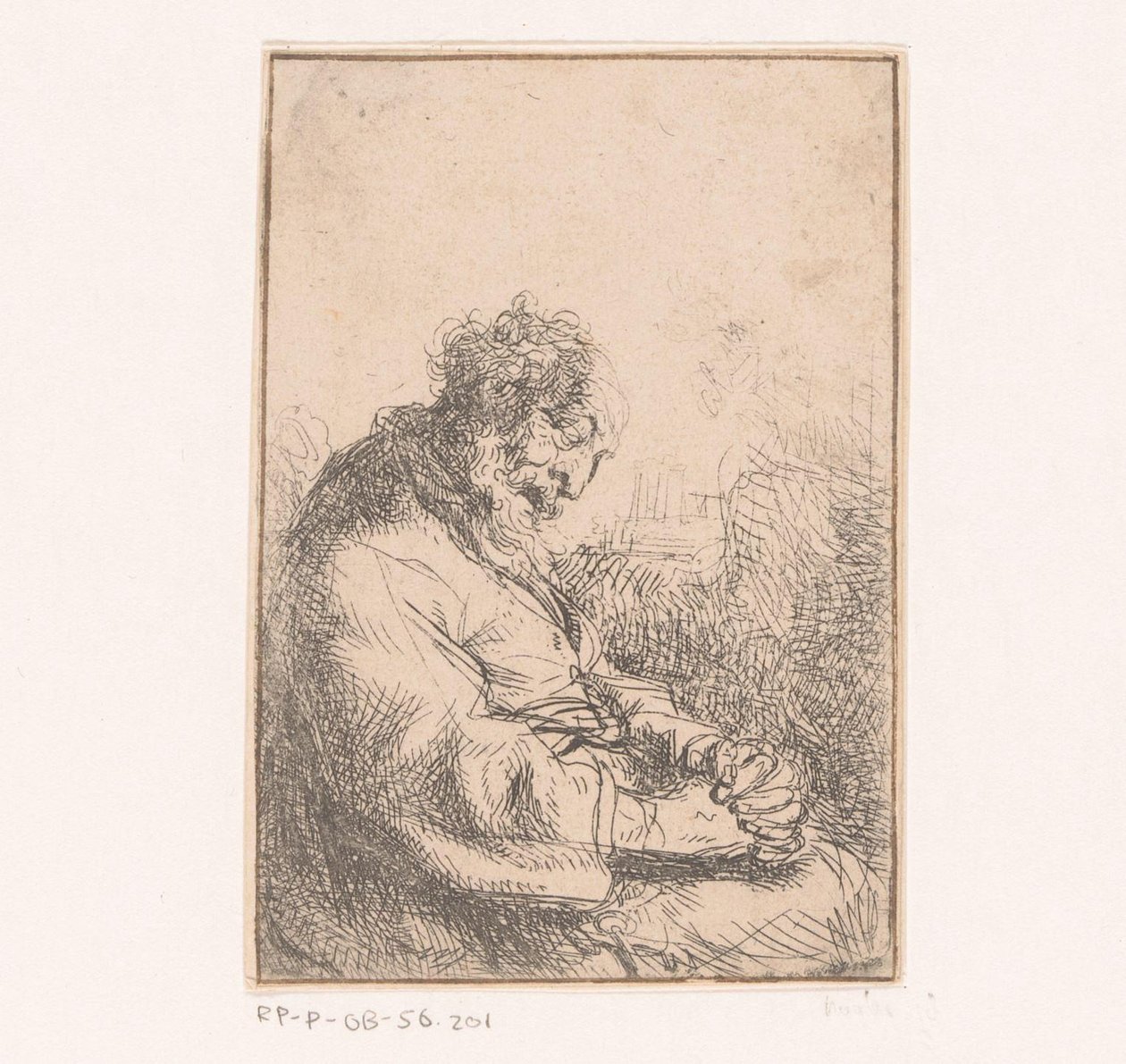 Bir sandalyede uyuyan yaşlı adam by Michael Willmann (attributed to)