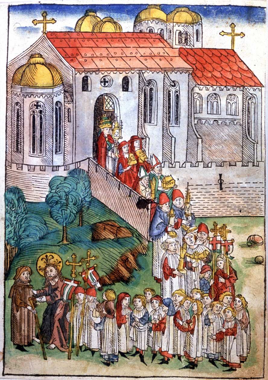 Saint James of Compostelle'de Hac, gravür, 15. yüzyılın sonları by Michael Wohlgemuth