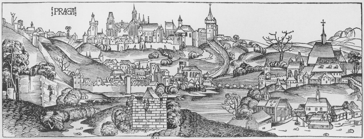 Prag manzarası, Hartmann Schedel (1440-1514) tarafından Nürnberg