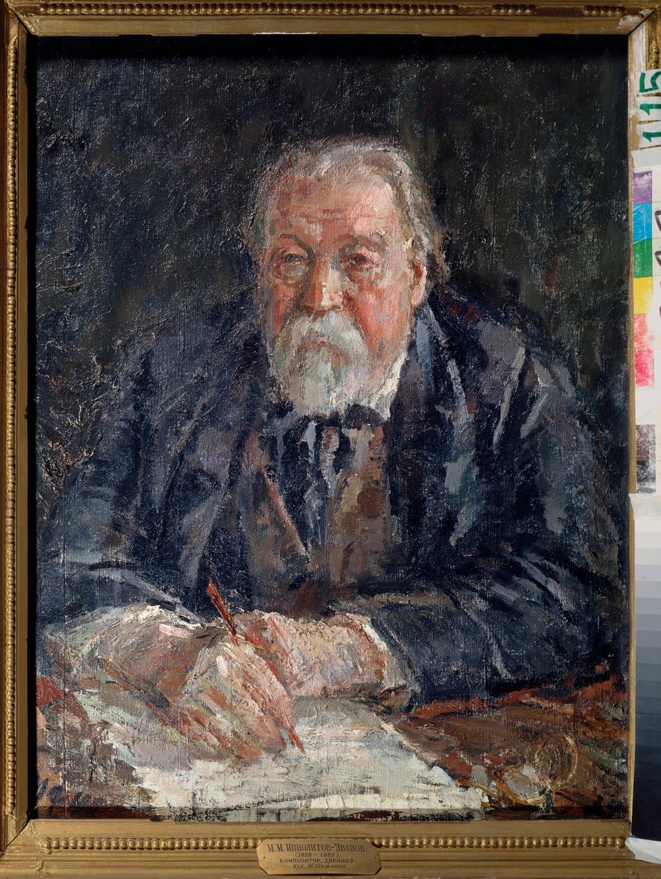 Besteci Mikhail Ippolitov Ivanov'un (Ippolitov-Ivanov) portresi (1859-1935). Mikhail Fyodorovich Shemyakin'in (Chemiakin) (1875-1944) tablosu, tuval üzerine yağlı boya by Michail Fyodorovich Shemyakin