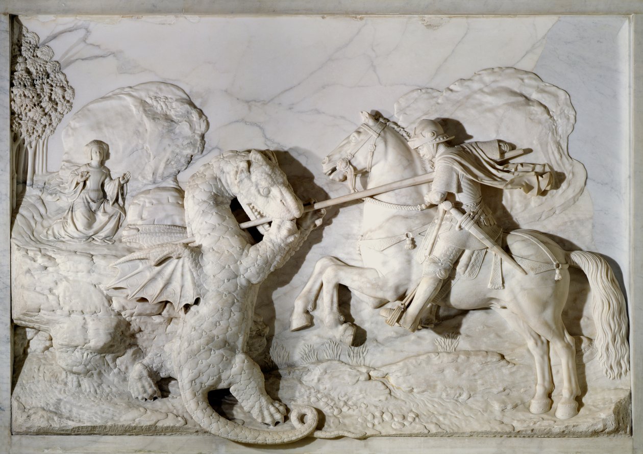 Aziz George ve Ejderha, 1508 (mermer) by Michel Colombe