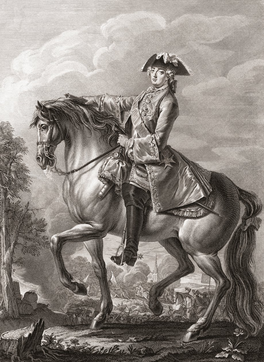 Fransa Kralı XV. Louis, binicilik portresi. by Michel Aubert