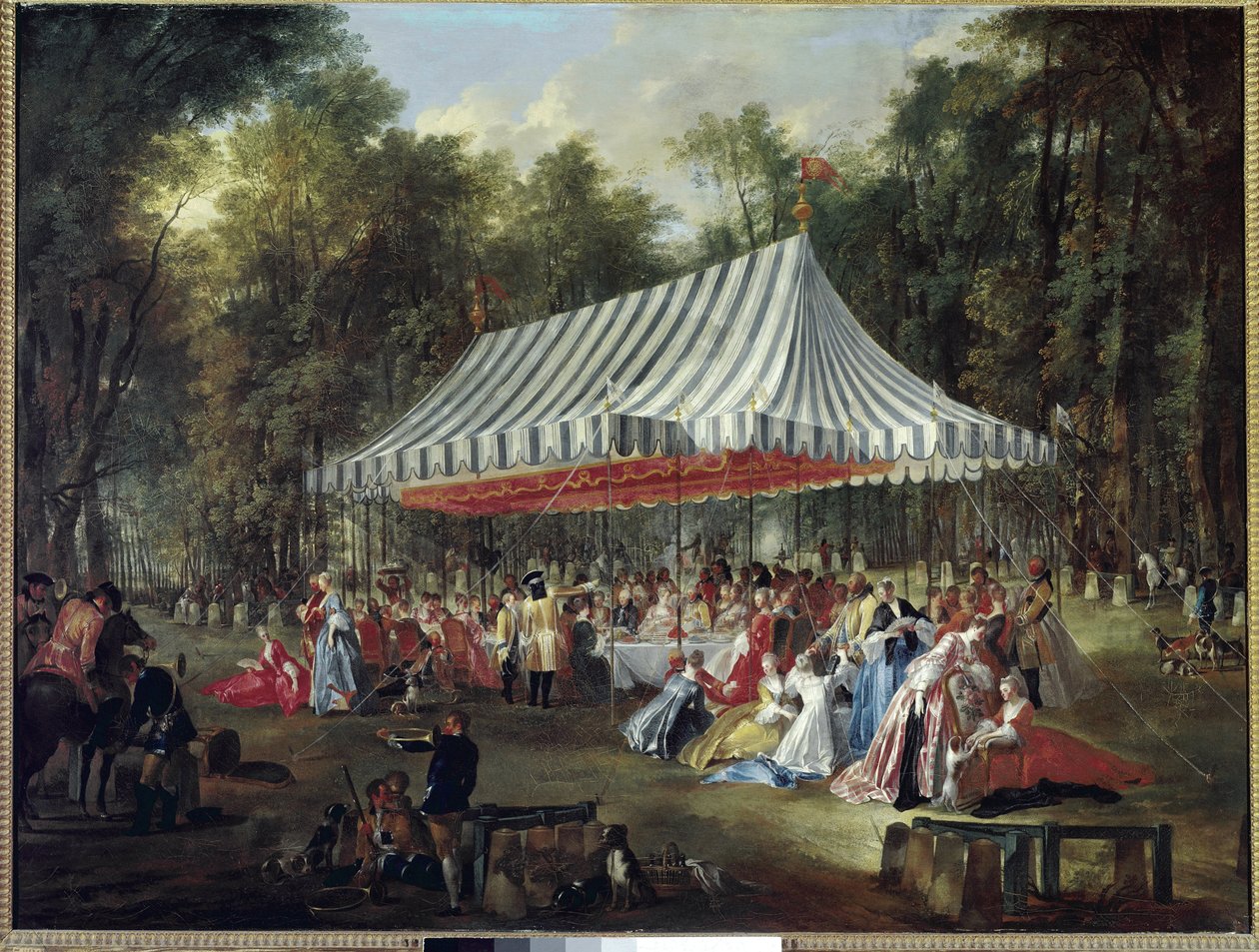 Parkta ziyafet. (tuval üzerine yağlı boya by Michel Barthelemy Ollivier or Olivier