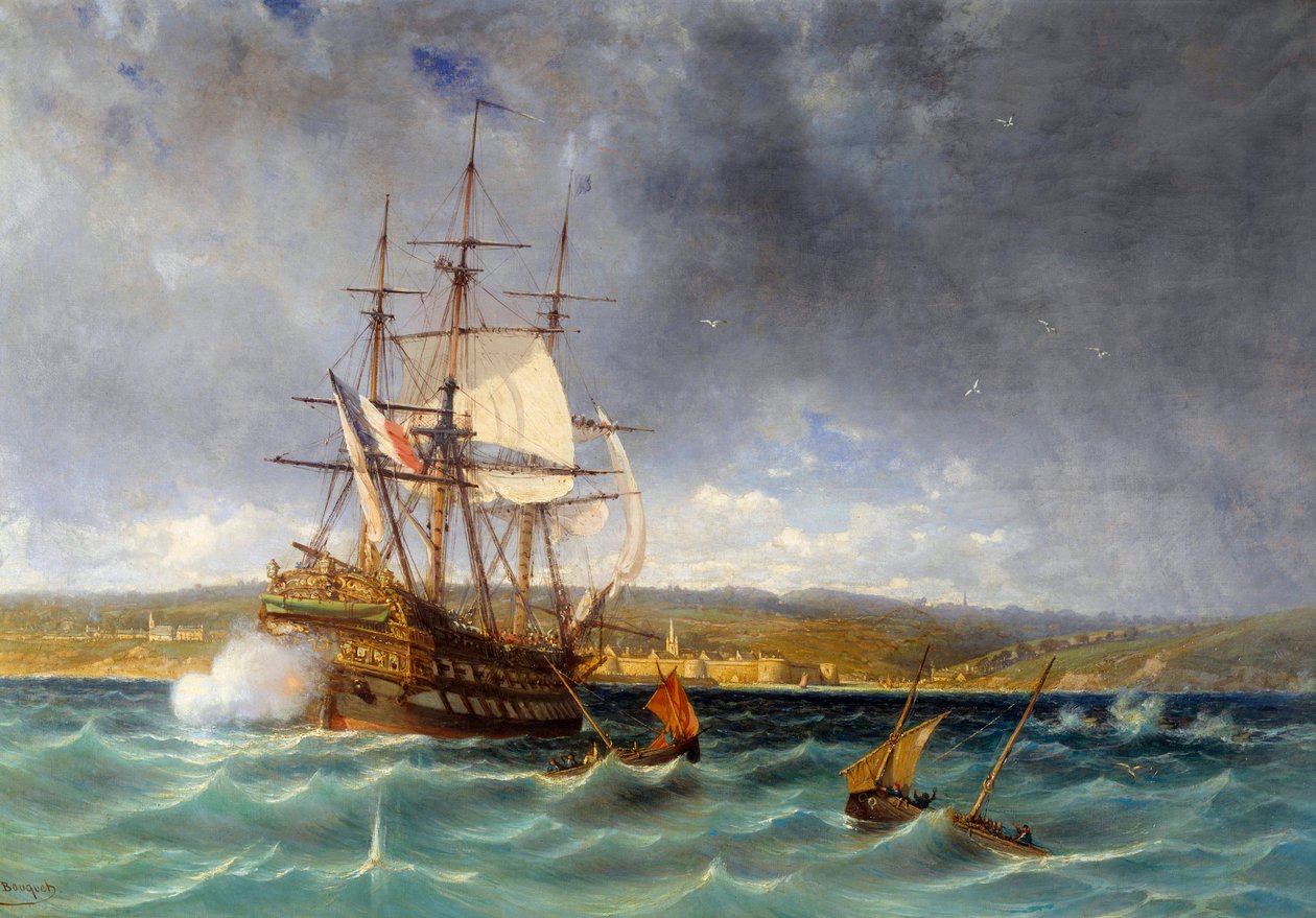Gazi, Concarneau Detail limanına giriyor. Michel Bouquet (1807-1890) tarafından yapılan tablo 19. yüzyıl Brest, Musee des Beaux Arts by Michel Bouquet