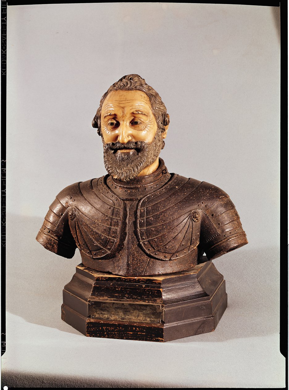 Henri IV büstü (1553-1610) (mum ve taş) by Michel Bourdin