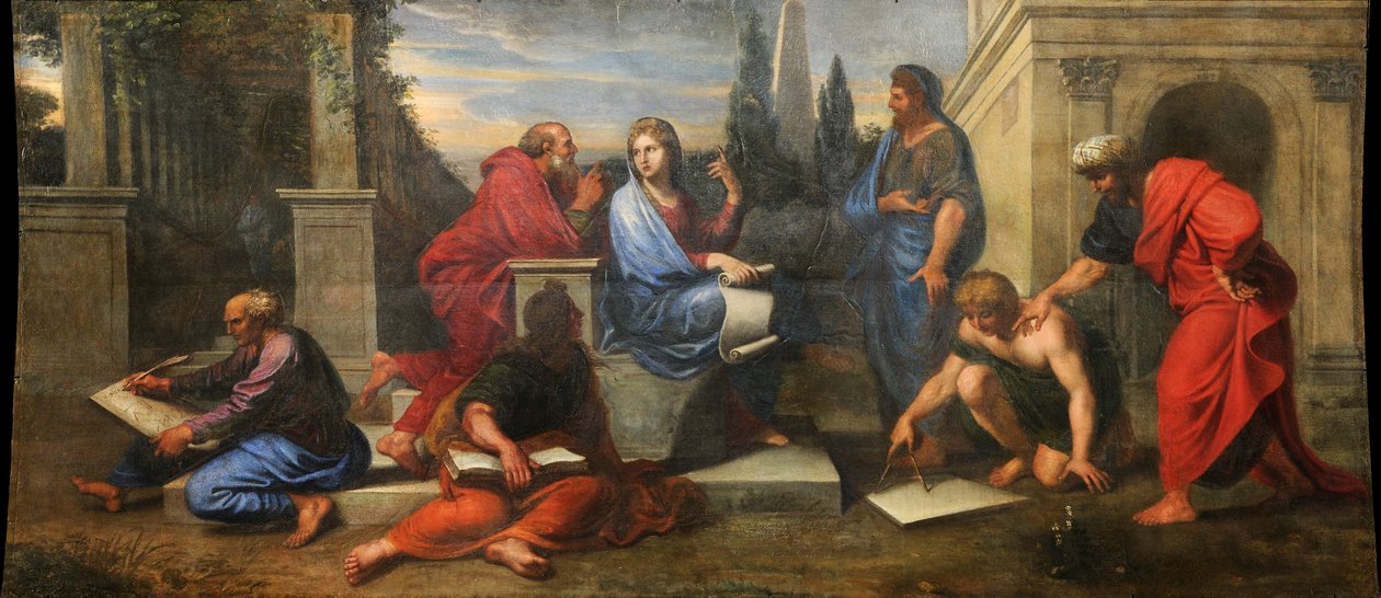Yunan filozoflar tarafından çevrili Aspasia by Michel Corneille the Younger