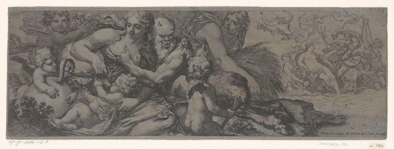 Eğlence bir araya geldi bacchante en putti by Michel Dorigny (attributed to)