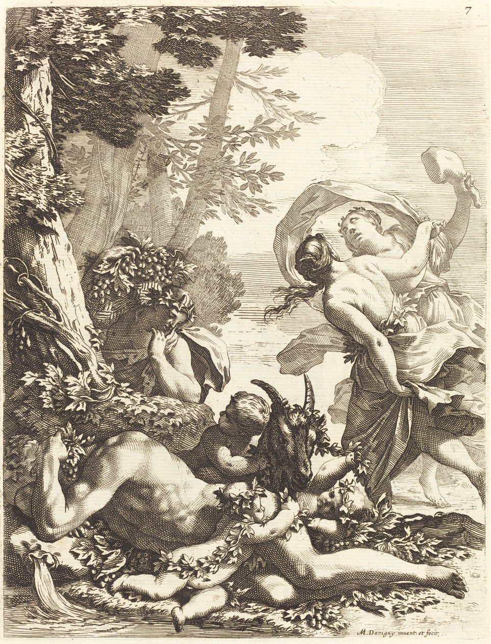 Uyuyan Bacchus ile Bacchanal by Michel Dorigny