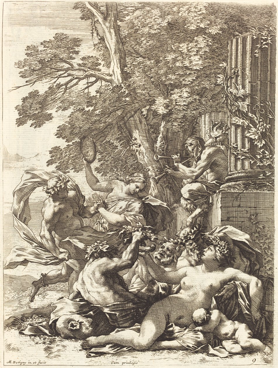 Uyuyan Çocukla Bacchante by Michel Dorigny