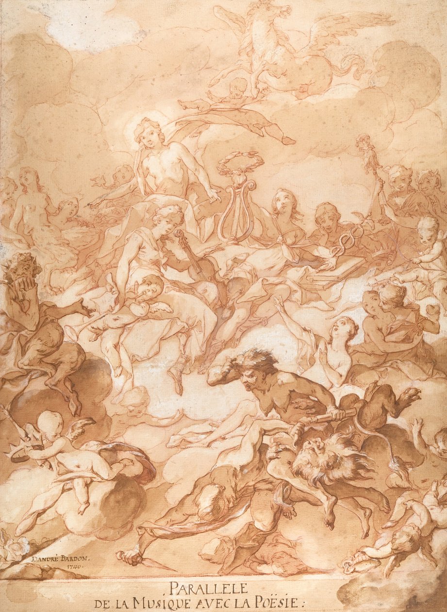 Müzik ve Şiiri Karşılaştıran Bir Alegori, 1740. by Michel Francois Dandre Bardon