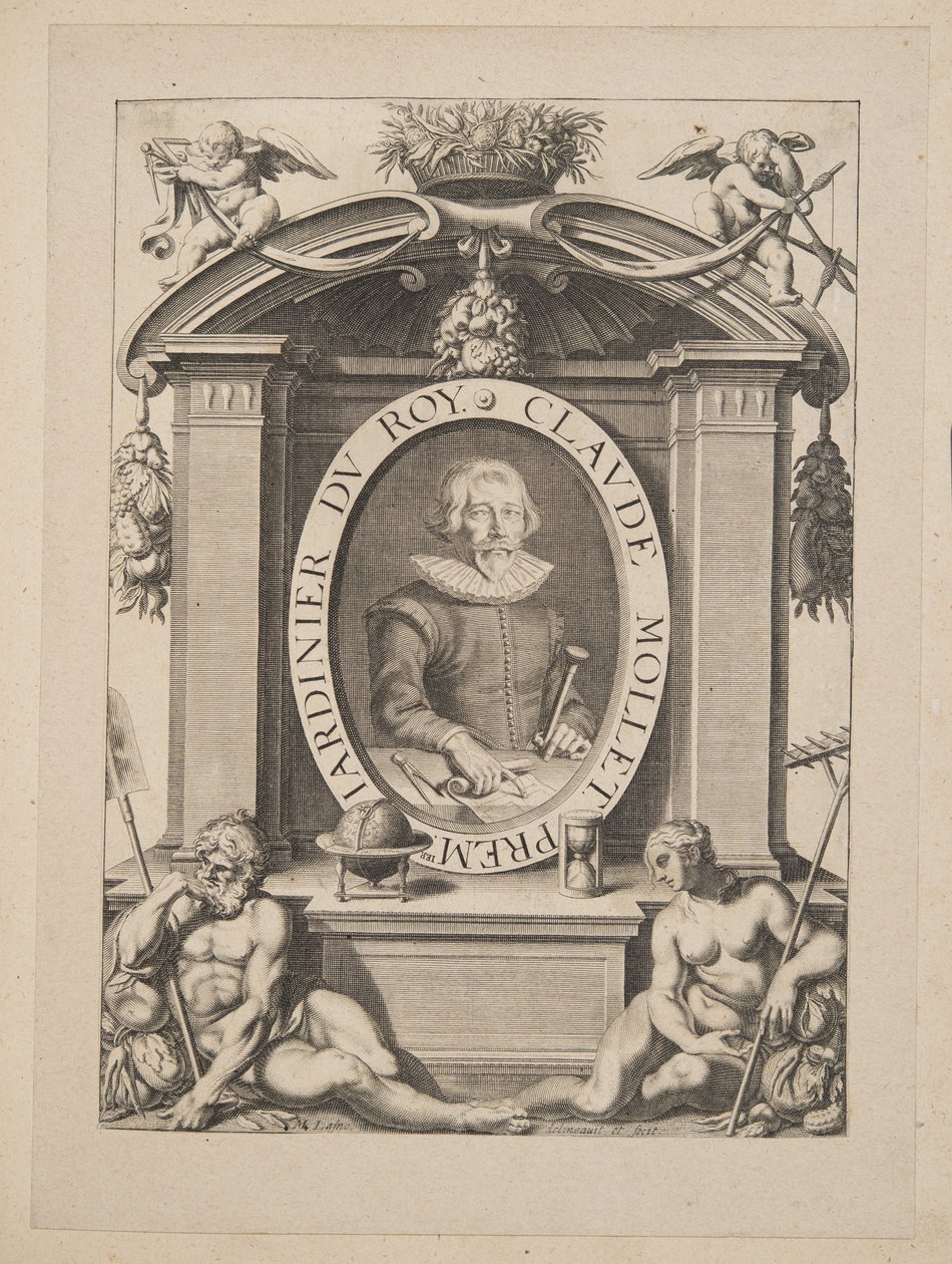 Claude Mollet, Theatre des Plans et Jardinages'den ilk Gardener of the Roy, pub.1652 (gravür) by Michel Lasne