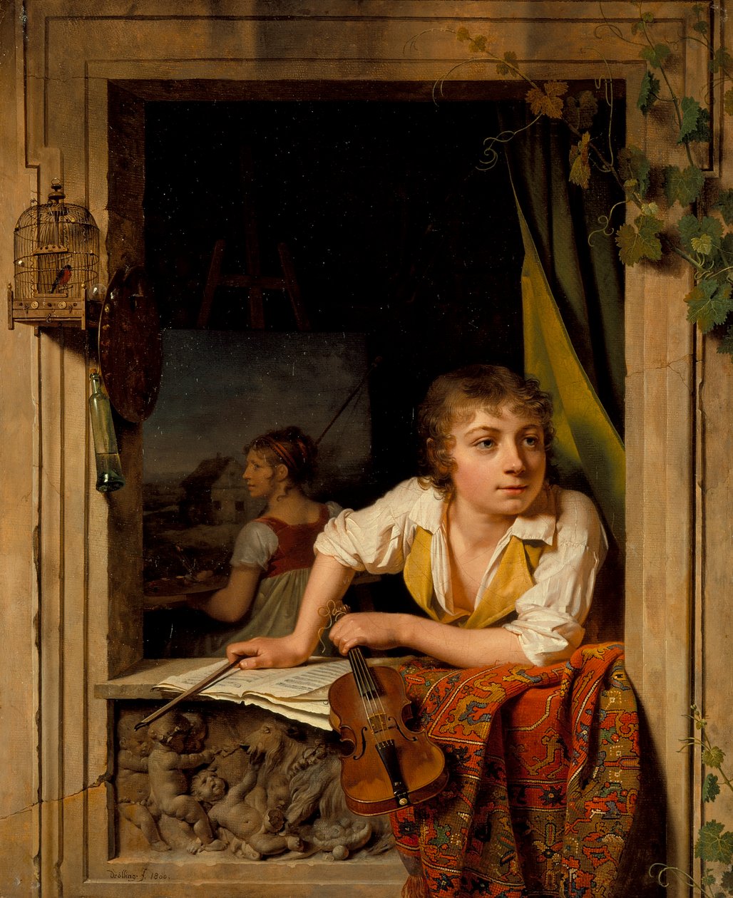 Resim ve Müzik (Sanatçının Oğlu Portresi), 1800 by Michel Martin Drolling