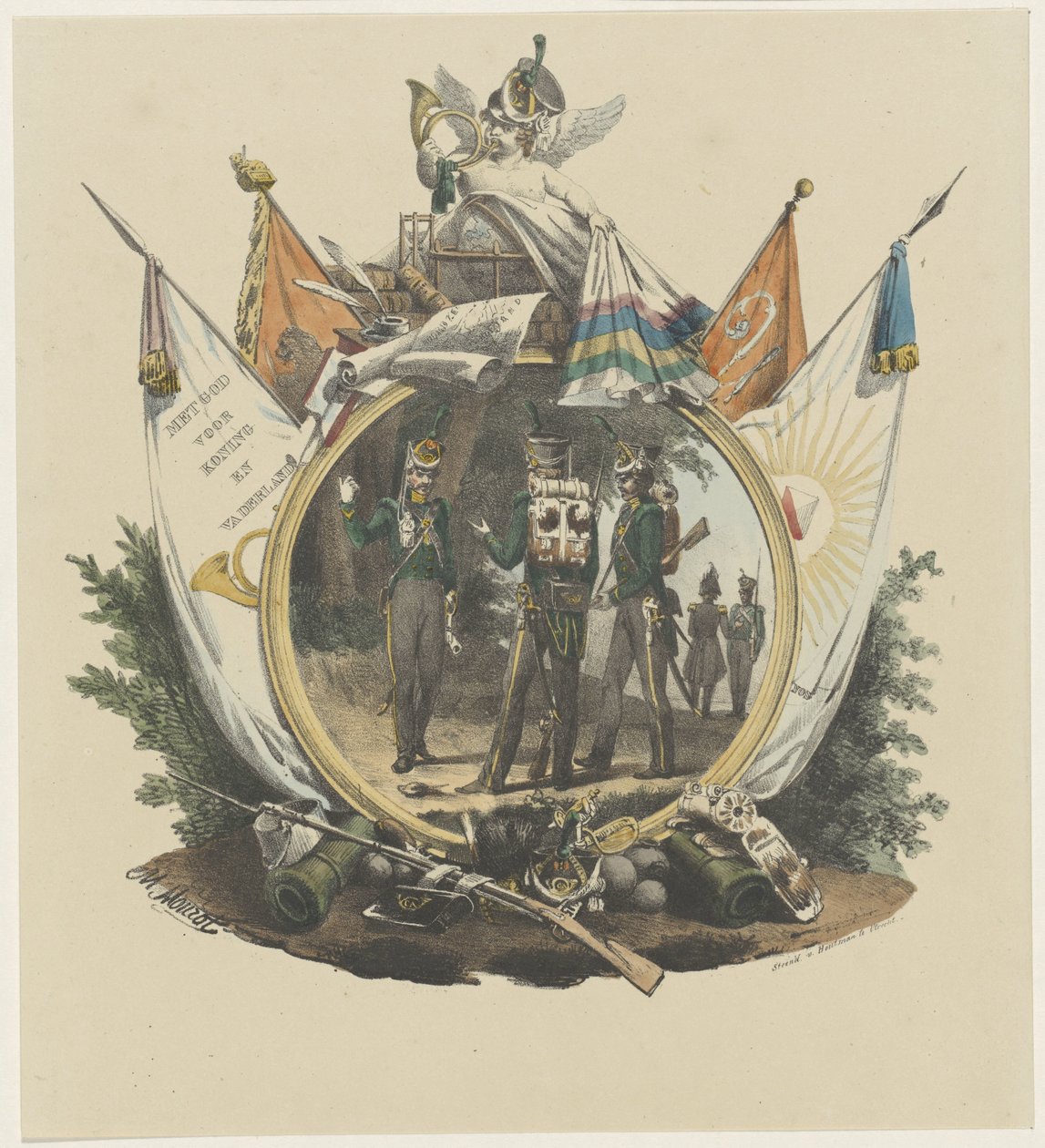 Utrecht Üniversitesi Gönüllü Avcıları ile Madalyon, 1830 by Michel Mourot