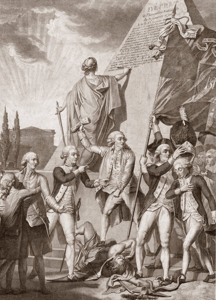 Michel Picquenot (1747-1814). Felsefe ve Vatanseverlik Alegorileri, önyargılar iblisine karşı kazananlar - Felsefe et le Patriotisme victors du demon des Prejudices - Michel Picquenot (1747-1814) tarafından. by Michel Picquenot