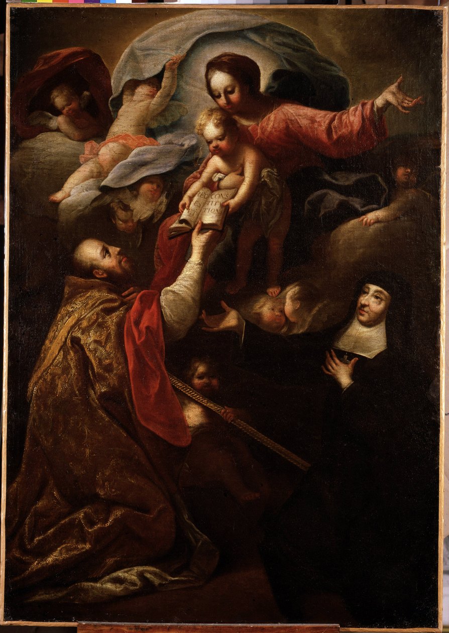 Bakire ve Çocuk, Aziz François de Salles ve Aziz Joan of Chantal (resim) by Michel Serre