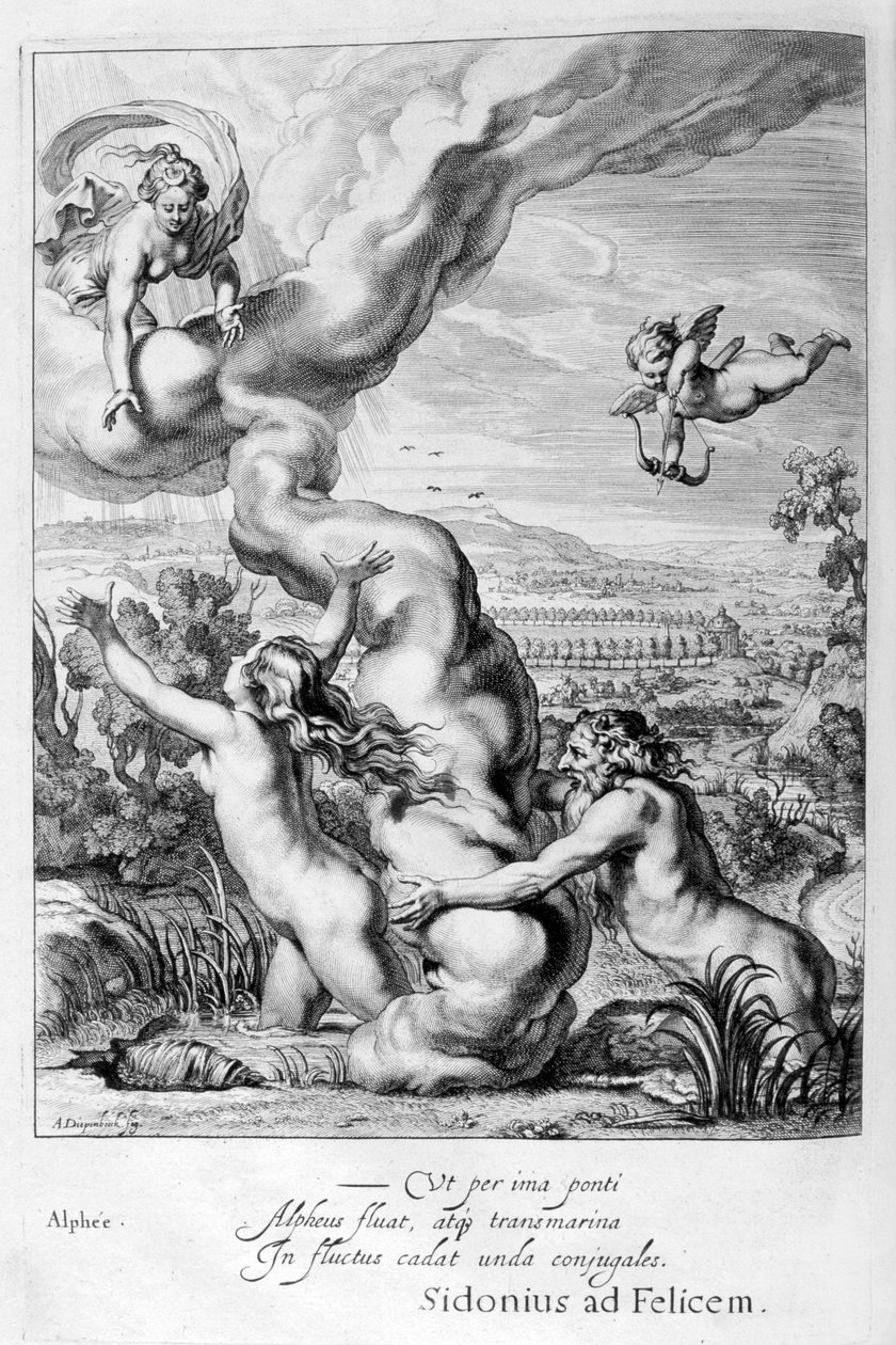 Arethusa Alpheus Tarafından Takip Edilip Çeşmeye Dönüştürüldü, 1655 by Michel de Marolles