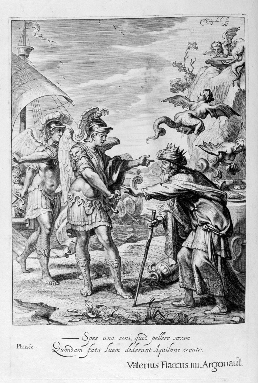 Phineus, Harpies'ten Calais ve Zethes tarafından teslim edilir, 1655 by Michel de Marolles