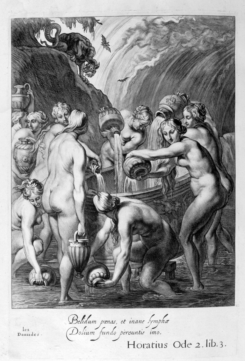 Danaides, sıkılmış gemileri suyla doldurmaya mahkum, 1655 by Michel de Marolles