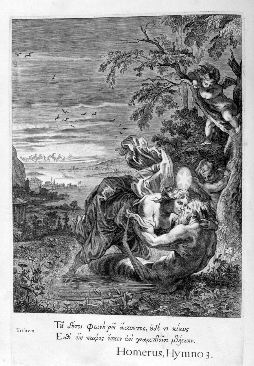 Eoss aşığı Tithonus, çekirgeye dönüştü, 1655 by Michel de Marolles