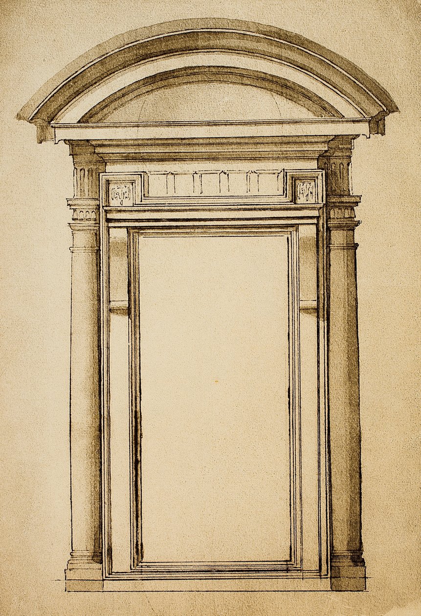 A door; drawing by Michelangelo. Casa Buonarroti, Florence by Michelangelo Buonarroti