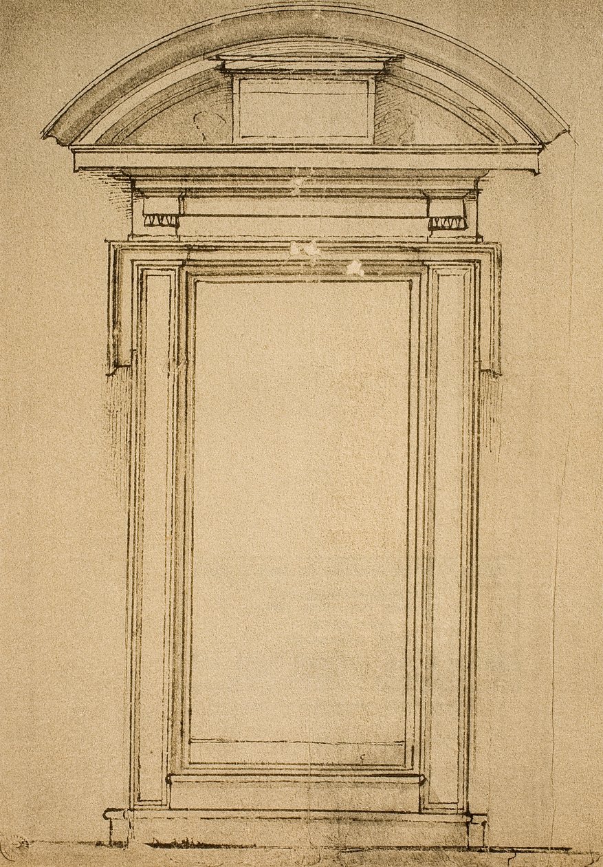 Architectonic study of a door; drawing by Michelangelo. Casa Buonarroti, Florence by Michelangelo Buonarroti