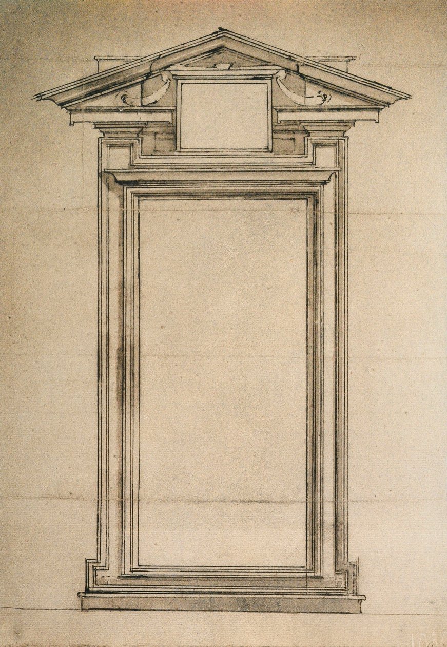 Architectonic study of a door of the Biblioteca Laurenziana; drawing by Michelangelo. Casa Buonarroti, Florence by Michelangelo Buonarroti