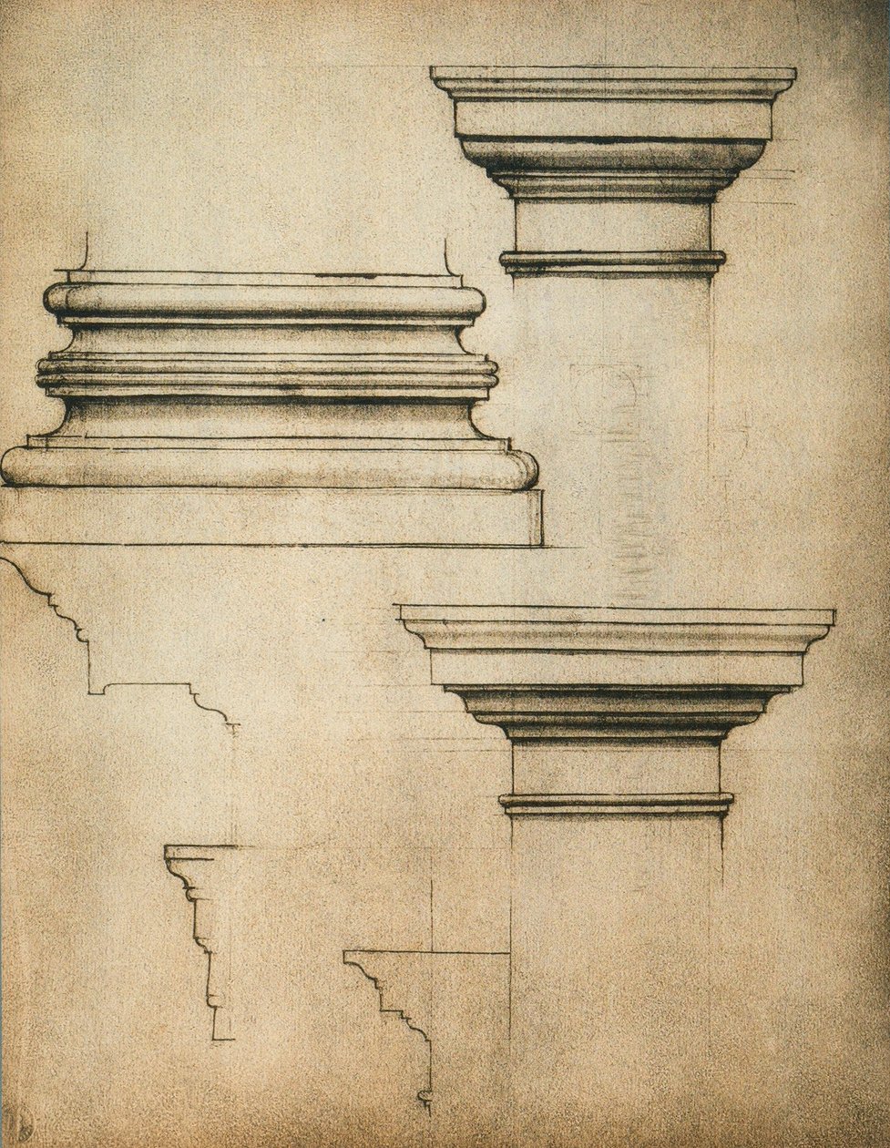 Base and capitals of a pillar; drawing by Michelangelo. Casa Buonarroti, Florence by Michelangelo Buonarroti
