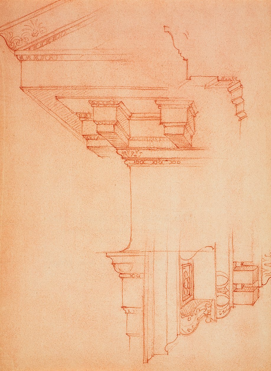 Cornice study; drawing by Michelangelo. Casa Buonarroti, Florence by Michelangelo Buonarroti