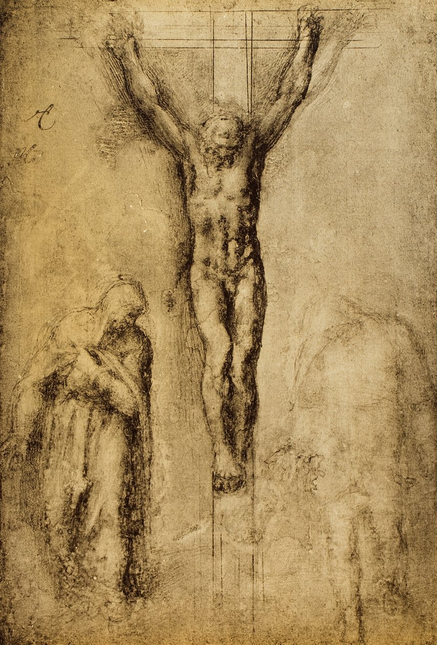 Crucifixion; drawing by Michelangelo. The Louvre, Paris by Michelangelo Buonarroti