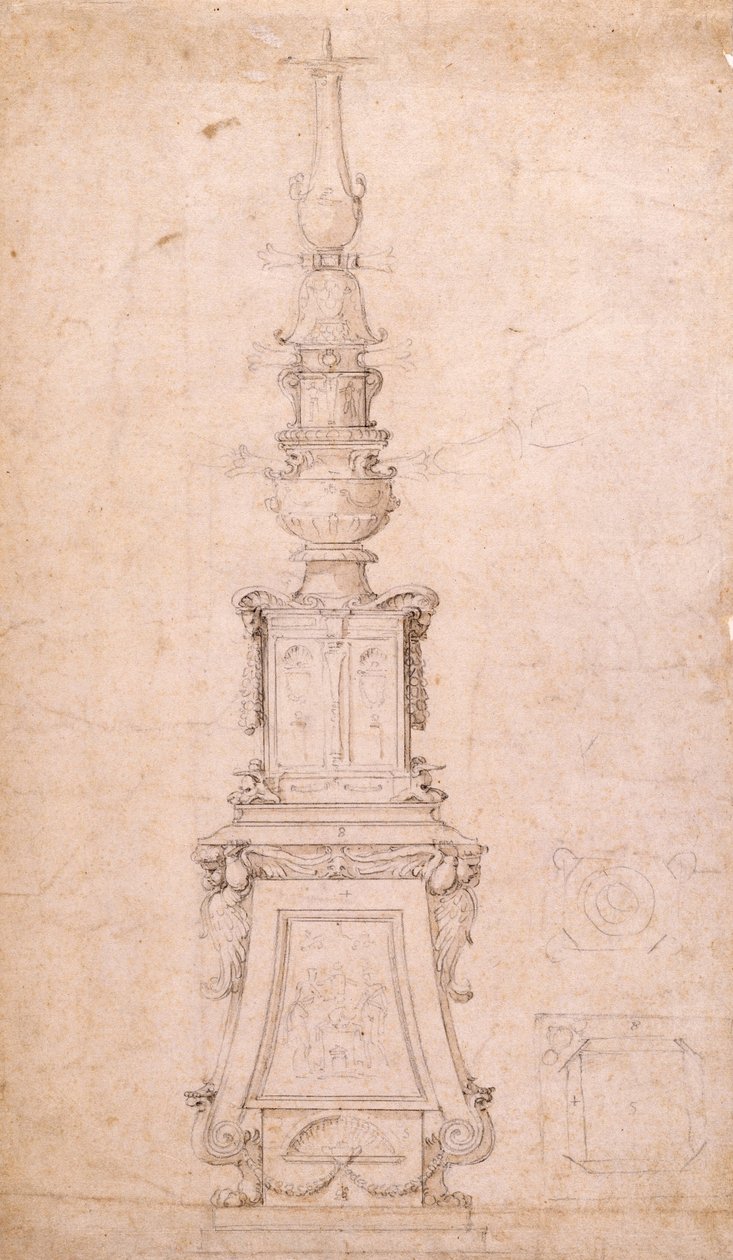 Şamdan için Tasarım by Michelangelo Buonarroti