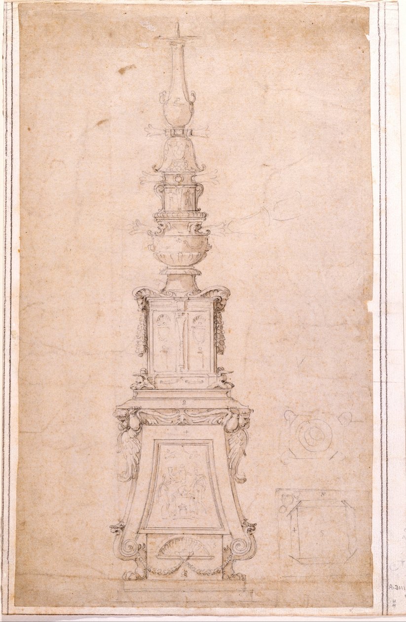 Şamdan için Tasarım by Michelangelo Buonarroti