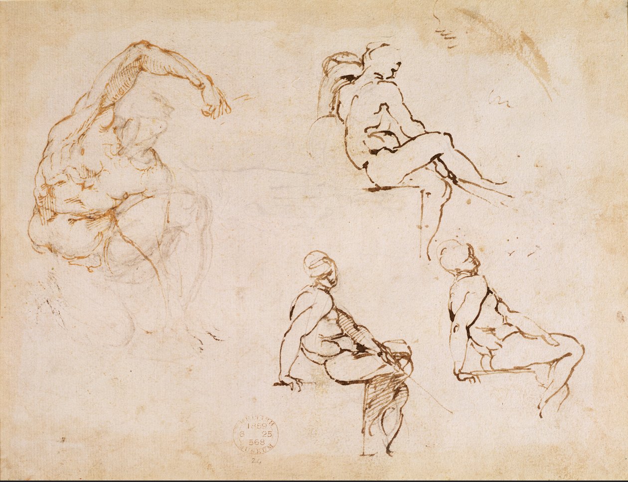 Şekil Çizimleri (kağıt üzerine mürekkep) by Michelangelo Buonarroti