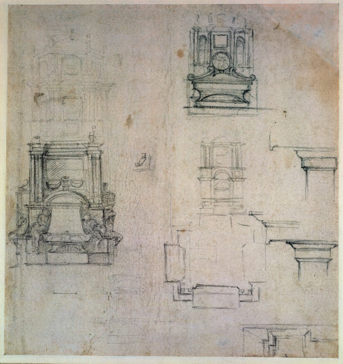 Env. 1859 6-25-545. R. (K. 25) Mezar tasarımları (kırmızı tebeşir) by Michelangelo Buonarroti