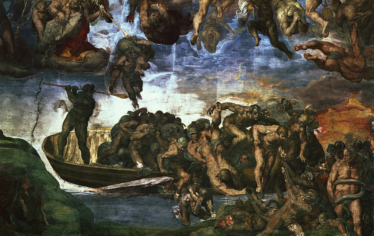 Son Yargı: Sağ alt köşeden detay, Sistine Şapeli by Michelangelo Buonarroti
