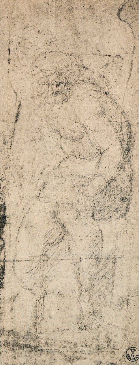 Erkek çıplak, Michelangelo tarafından çalışma. Çizimler ve Baskılar Dolabı, Uffizi Galerisi, Floransa by Michelangelo Buonarroti