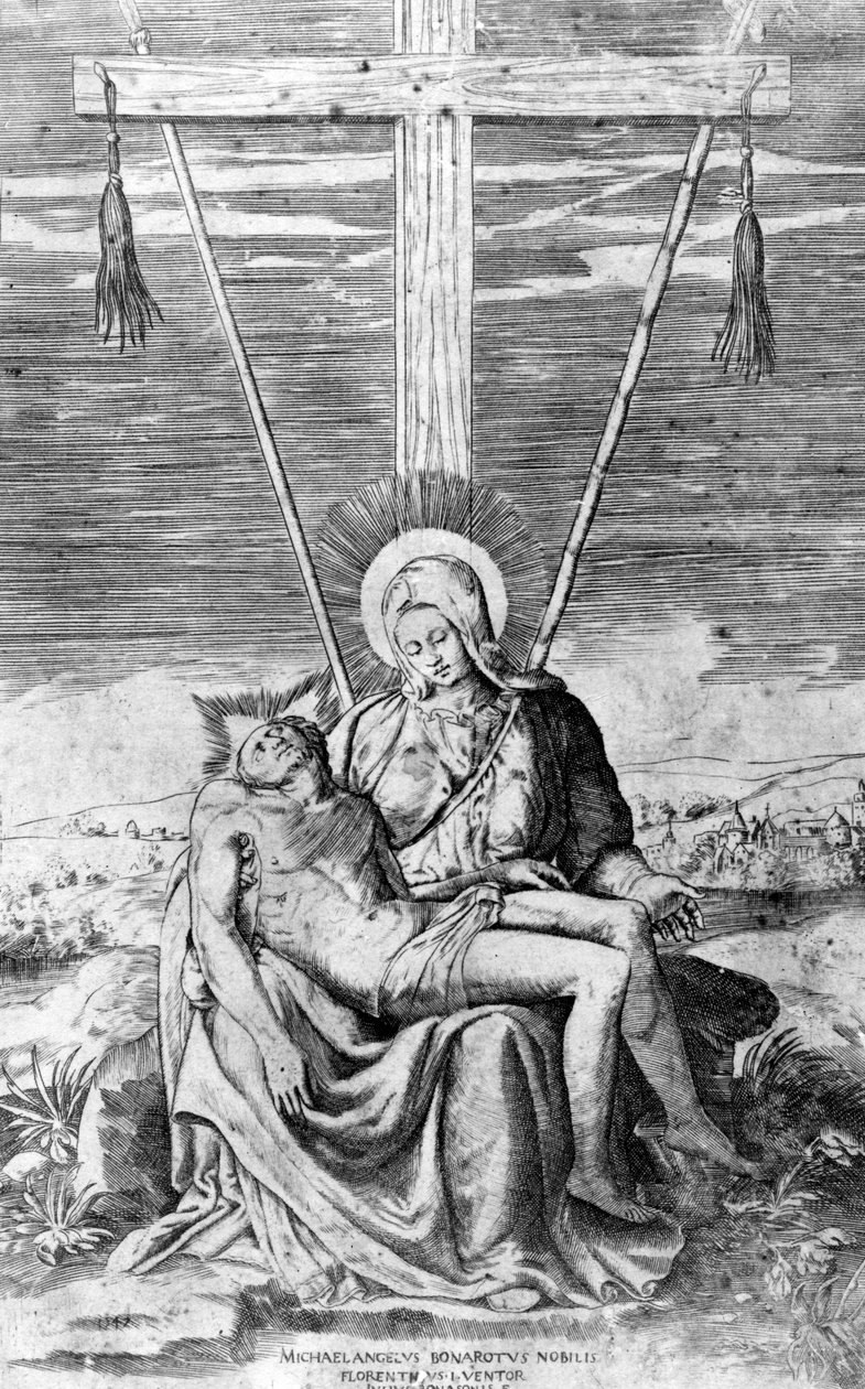 Giulio Bonasone tarafından kazınmış Pieta by Michelangelo Buonarroti