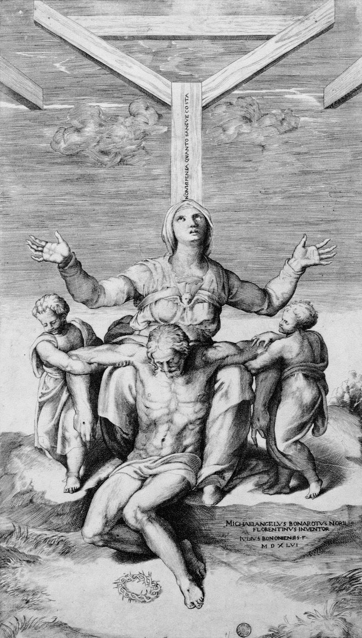 Giulio Bonasone tarafından kazınmış Pieta, 1556 by Michelangelo Buonarroti