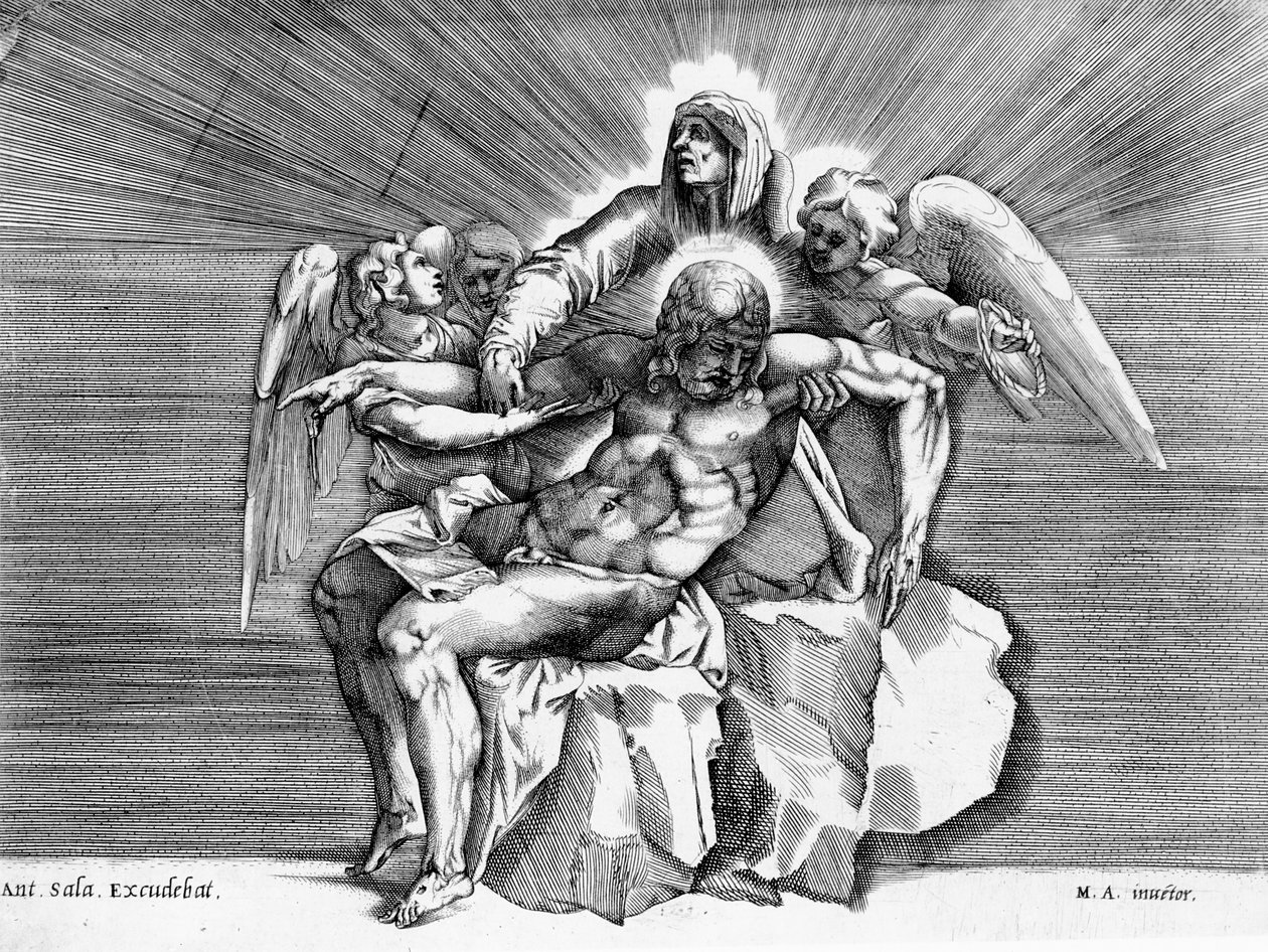 Giulio Sanuto tarafından kazınmış Pieta by Michelangelo Buonarroti