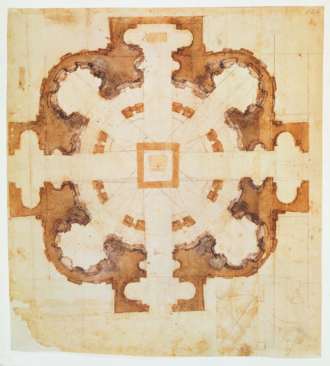 Kuzeyden Rievaulx Manastırı, Korosu, vb. by Michelangelo Buonarroti