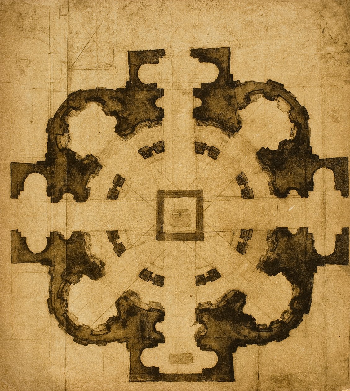 Plan or project for a church, drawing by Michelangelo. Casa Buonarroti, Florence by Michelangelo Buonarroti