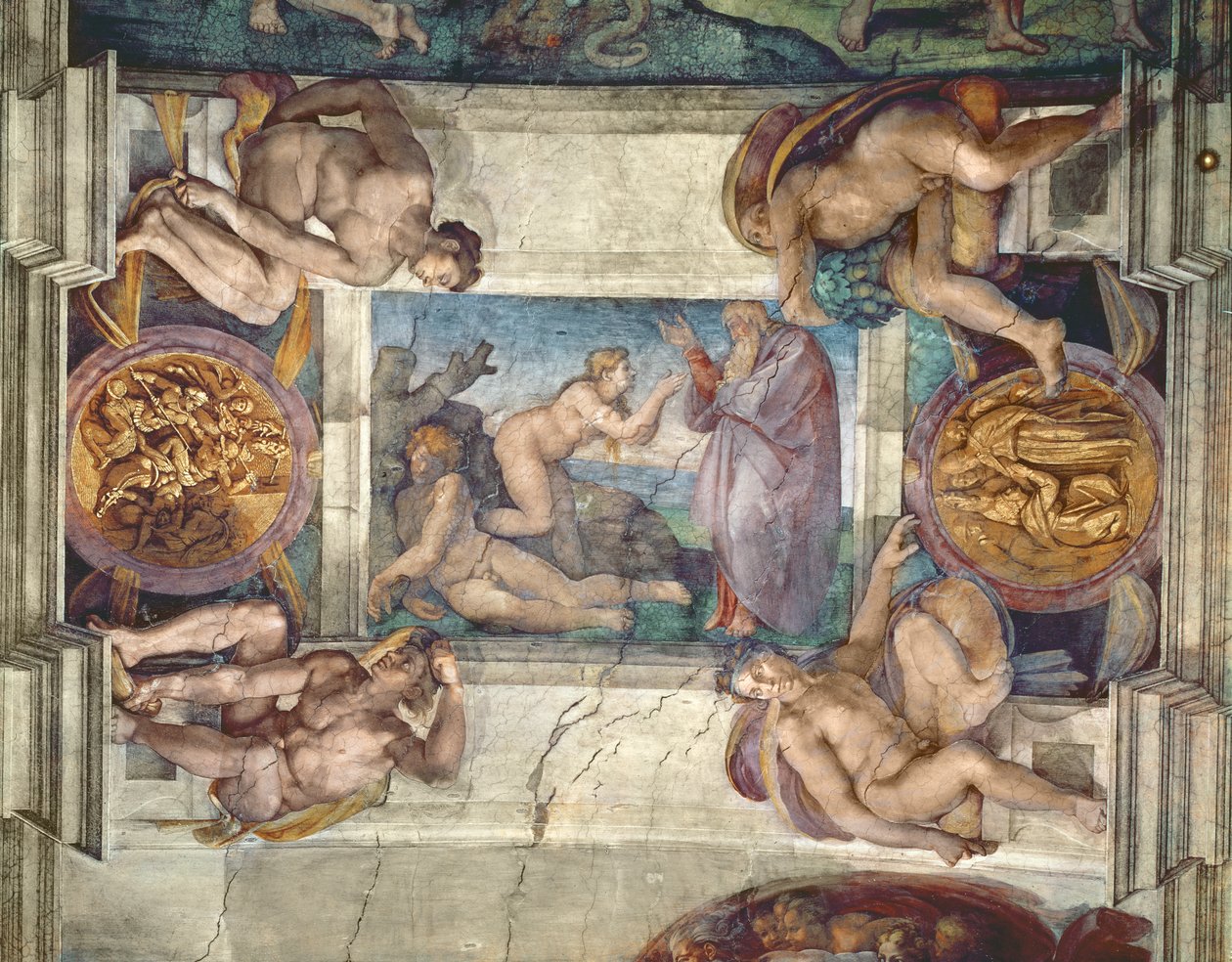 Sistine Şapeli Tavanı: Dört Ignudi ile Havva