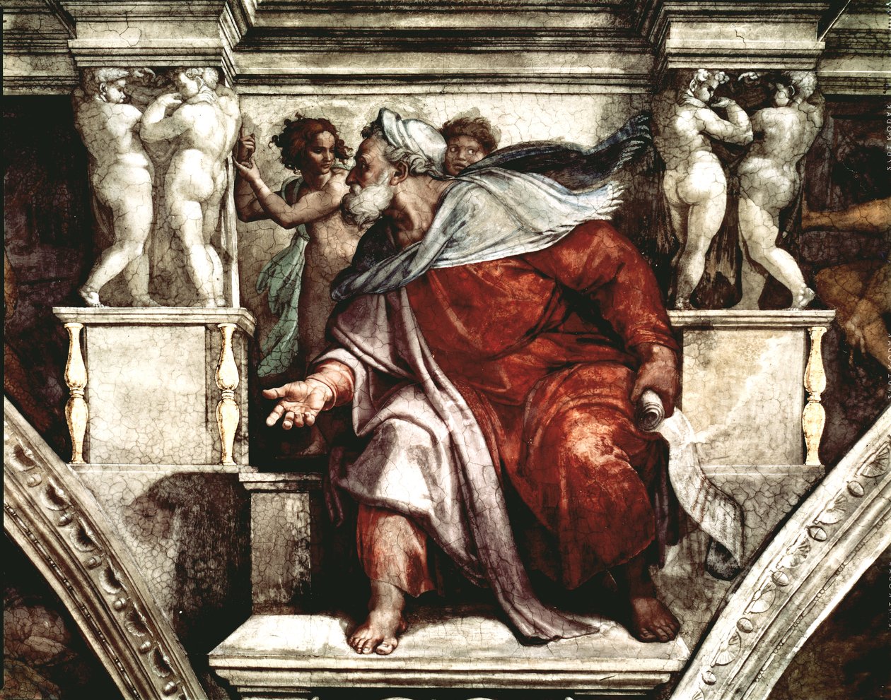 Sistine Şapeli Tavanı: Peygamber Hezekiel, 1510 (ayrıca bkz. 77434) by Michelangelo Buonarroti