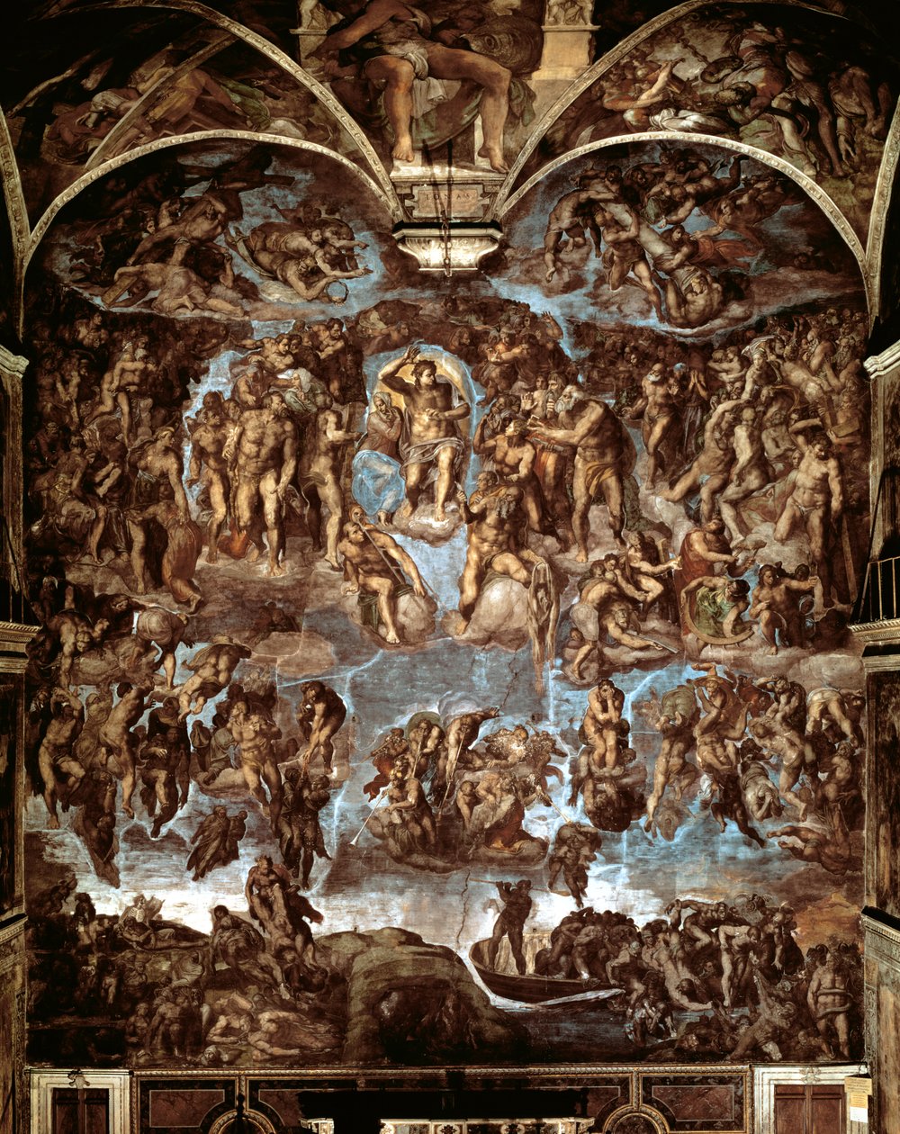 Sistine Şapeli: Son Yargı, 1538-41 (restorasyon öncesi) by Michelangelo Buonarroti