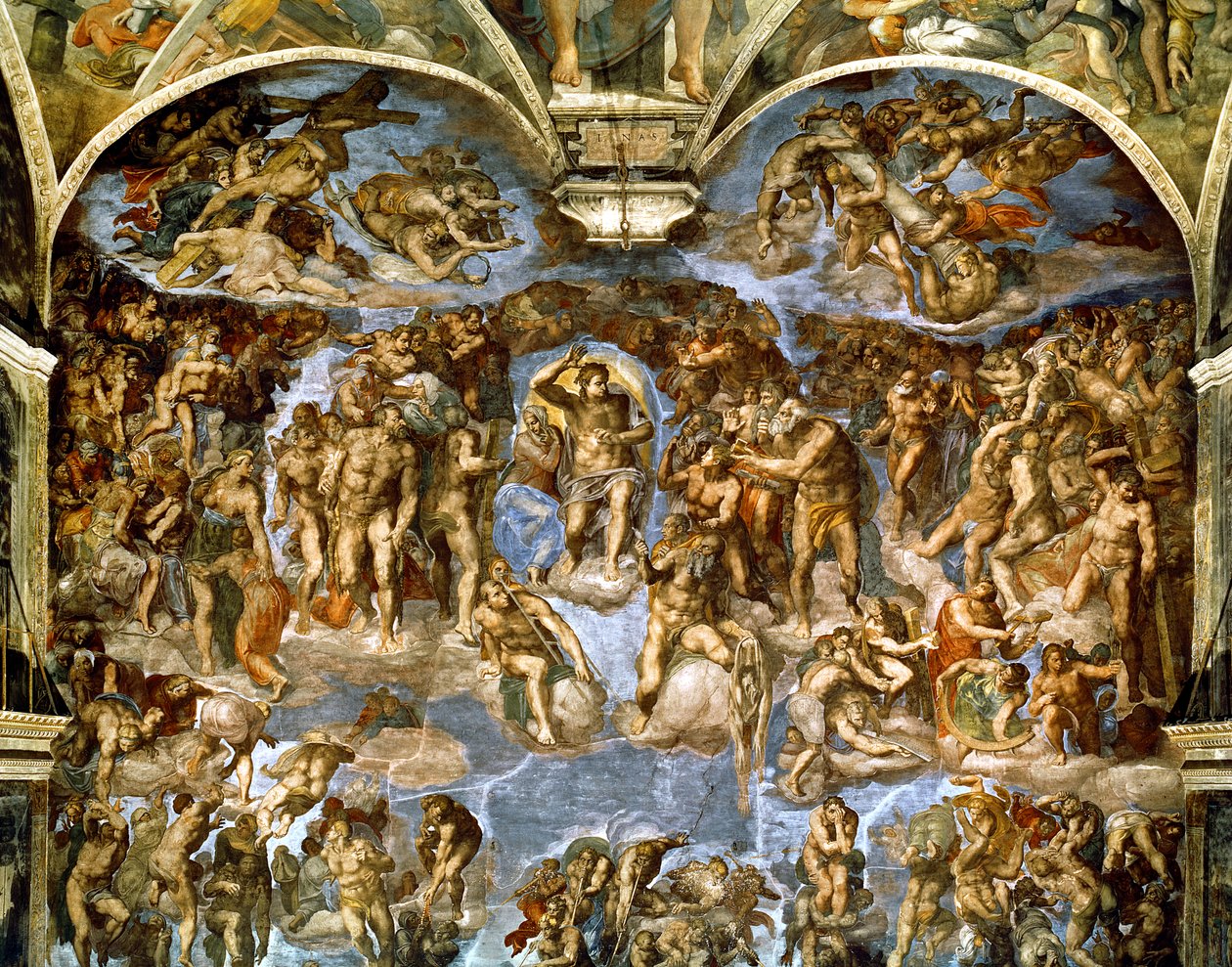 Sistine Şapeli: Son Yargı, 1538-41 (restorasyon öncesi) by Michelangelo Buonarroti
