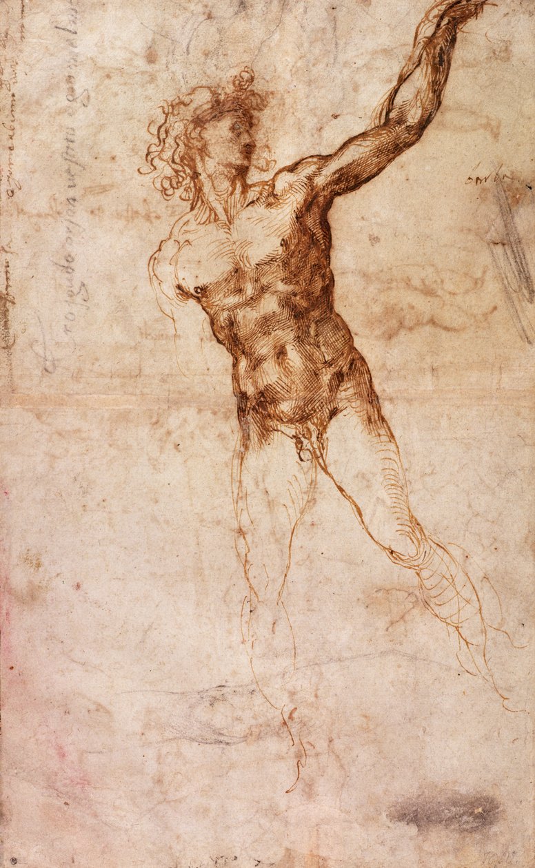 Çıplak Adam Çizimi (W. 4 recto) by Michelangelo Buonarroti